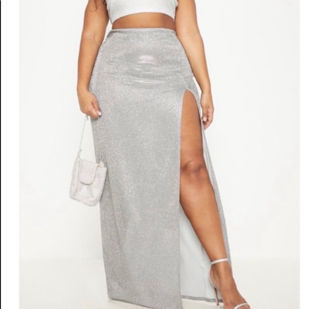 Silver Glitter Maxi Skirt